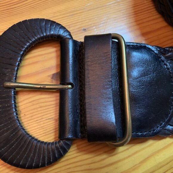 Linea Pelle Woven Black belt with Brass hardware - Picture 2 of 6